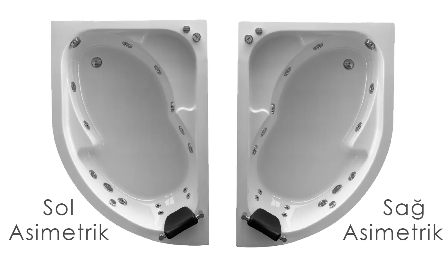 Asymmetric Jacuzzi  110 x 160 H 55